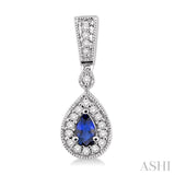 5x3 MM Pear Shape Sapphire and 1/3 ctw Round Cut Diamond Earrings in 14K White Gold