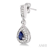 5x3 MM Pear Shape Sapphire and 1/3 ctw Round Cut Diamond Earrings in 14K White Gold