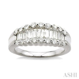1.00 ctw Baguette and Round Cut Diamond Band in 14K White Gold