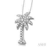 1/2 ctw Round Cut Diamond Palm Tree Pendant in 14K White Gold with Chain