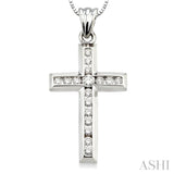 1/2 ctw Round Cut Diamond Cross Pendant in 14K White Gold with Chain