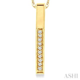 1/10 ctw Round Cut Diamond Stick Pendant in 10K Yellow Gold with Chain