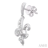 1/4 ctw Round Cut Diamond Fleur De Lis Earrings in 14K White Gold
