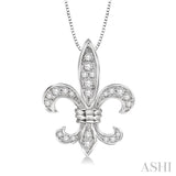 1/4 ctw Round Cut Diamond Fleur De Lis Pendant in 14K White Gold with Chain