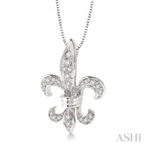 1/4 ctw Round Cut Diamond Fleur De Lis Pendant in 14K White Gold with Chain