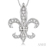 1/4 ctw Round Cut Diamond Fleur De Lis Pendant in 14K White Gold with Chain