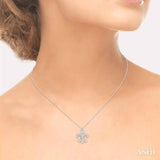 1/4 ctw Round Cut Diamond Fleur De Lis Pendant in 14K White Gold with Chain