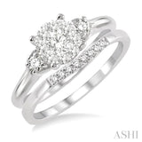 1/2 ctw Diamond Wedding Set with 1/2 ctw Lovebright Engagement Ring and 1/20 ctw Wedding Band in 14K White Gold