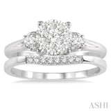 1/2 ctw Diamond Wedding Set with 1/2 ctw Lovebright Engagement Ring and 1/20 ctw Wedding Band in 14K White Gold