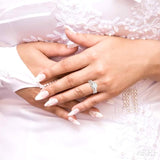1/2 ctw Diamond Wedding Set with 1/2 ctw Lovebright Engagement Ring and 1/20 ctw Wedding Band in 14K White Gold