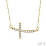 1/5 ctw Round Cut Diamond Cross Pendant in 10K Yellow Gold with Chain