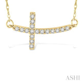 1/5 ctw Round Cut Diamond Cross Pendant in 10K Yellow Gold with Chain