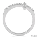 1/5 ctw Round Cut Diamond Cross Ring in 10K White Gold