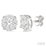 3 Ctw Lovebright Round Cut Diamond Stud Earrings in 14K White Gold