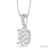 1/3 Ctw Oval Shape Diamond Lovebright Pendant in 14K White Gold with Chain