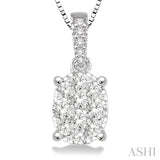 1/3 Ctw Oval Shape Diamond Lovebright Pendant in 14K White Gold with Chain