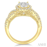 1.00 ctw Round Cut Diamond Lovebright Bridal Set with 3/4 ctw Engagement Ring and 1/5 ctw Wedding Band in 14K Yellow and White Gold