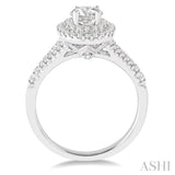 1 ctw Diamond Engagement Ring with 1/2 ct Oval Cut Center Stone in 14K White Gold