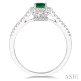 1/5 Ctw Oval Shape 6x4 MM Emerald & Round Cut Diamond Precious Ring in 10K White Gold