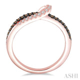 1/4 ctw Triple Cut Shank Clear and Brown Diamond Ladies Ring in 10K Rose Gold