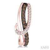 1/4 ctw Curvy Entwined White & Brown Round Cut Diamond Earrings in 10K Rose Gold