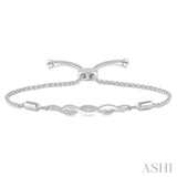 1/20 ctw Infinity Swirl Round Cut Diamond Sterling Silver Lariat Bracelet
