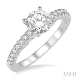 1/4 ctw Round Shape Semi-Mount Diamond Engagement Ring in 14K White Gold