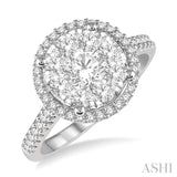 1 ctw Round Diamond Lovebright Halo Engagement Ring in 14K White and Yellow Gold