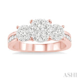 3/4 Ctw Lovebright Round Cut Diamond Ring in 14K Rose and White Gold