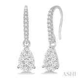 3/8 ctw Pear Shape Diamond Lovebright Earrings in 14K White Gold