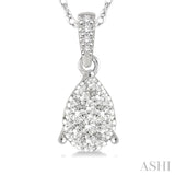 1/6 ctw Pear Shape Diamond Lovebright Pendant in 14K White Gold with Chain