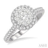 3/4 ctw Round Diamond Lovebright Halo Engagement Ring in 14K White and Yellow Gold