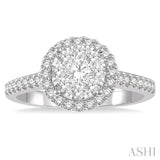 3/4 ctw Round Diamond Lovebright Halo Engagement Ring in 14K White and Yellow Gold