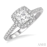 1/4 ctw Square Shape Diamond Semi-Mount Engagement Ring in 14K White Gold