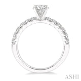 1/2 ctw Endless Embrace Round Cut Diamond Ladies Engagement Ring with 1/4 Ct Round Cut Center Stone in 14K White Gold