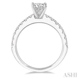 5/8 ctw Round Cut Diamond Ladies Engagement Ring with 1/3 Ct Round Cut Center Stone in 14K White Gold