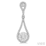 1 ctw Loop Dangler Round Cut Diamond Lovebright Hanging Earrings in 14K White Gold