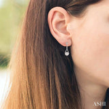 1 ctw Loop Dangler Round Cut Diamond Lovebright Hanging Earrings in 14K White Gold