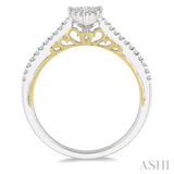 1/3 ctw Pear Shape Round Cut Diamond Lovebright Ring in 14K White and Yellow gold.