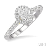 1/3 ctw Round Diamond Lovebright Oval Shape Halo Engagement Ring in 14K White and Yellow Gold