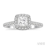 1/3 ctw Square Shape Diamond Semi-Mount Engagement Ring in 14K White Gold