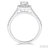 1/3 ctw Square Shape Diamond Semi-Mount Engagement Ring in 14K White Gold