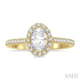 1/4 Ctw Oval Shape Semi-Mount Diamond Engagement Ring in 14K Yellow and white gold