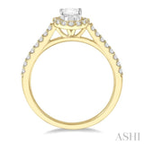 1/4 Ctw Oval Shape Semi-Mount Diamond Engagement Ring in 14K Yellow and white gold