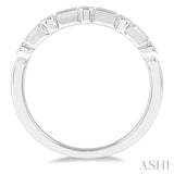 1/10 Ctw Lattice Baguette and Round Cut Diamond Stackable Band in 14K White Gold