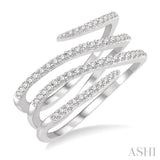 1/3 ctw Triple Spiral Open End Round Cut Diamond Fashion Ring in 14K White Gold