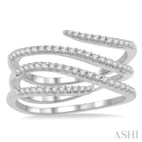 1/3 ctw Triple Spiral Open End Round Cut Diamond Fashion Ring in 14K White Gold