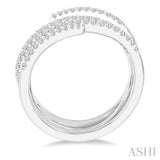 1/3 ctw Triple Spiral Open End Round Cut Diamond Fashion Ring in 14K White Gold