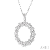 1/6 Ctw Twin Halo Round Cut Diamond Fashion Pendant in 10K White Gold with chain