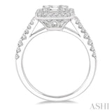 1 ctw Baguette & Round Cut Fusion Diamond Ring in 14K White Gold